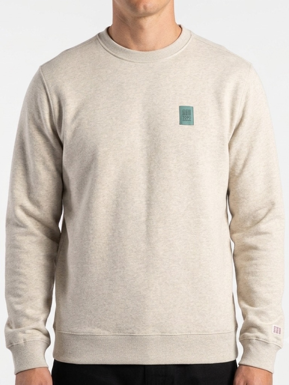 Topo Designs Label Sweatshirt Unisex Small Oatmeal Heather Cotton‎ Crewneck
